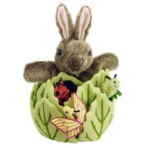 Rabbit and Minis in Lettuce - Hide-Aways Puppet Set