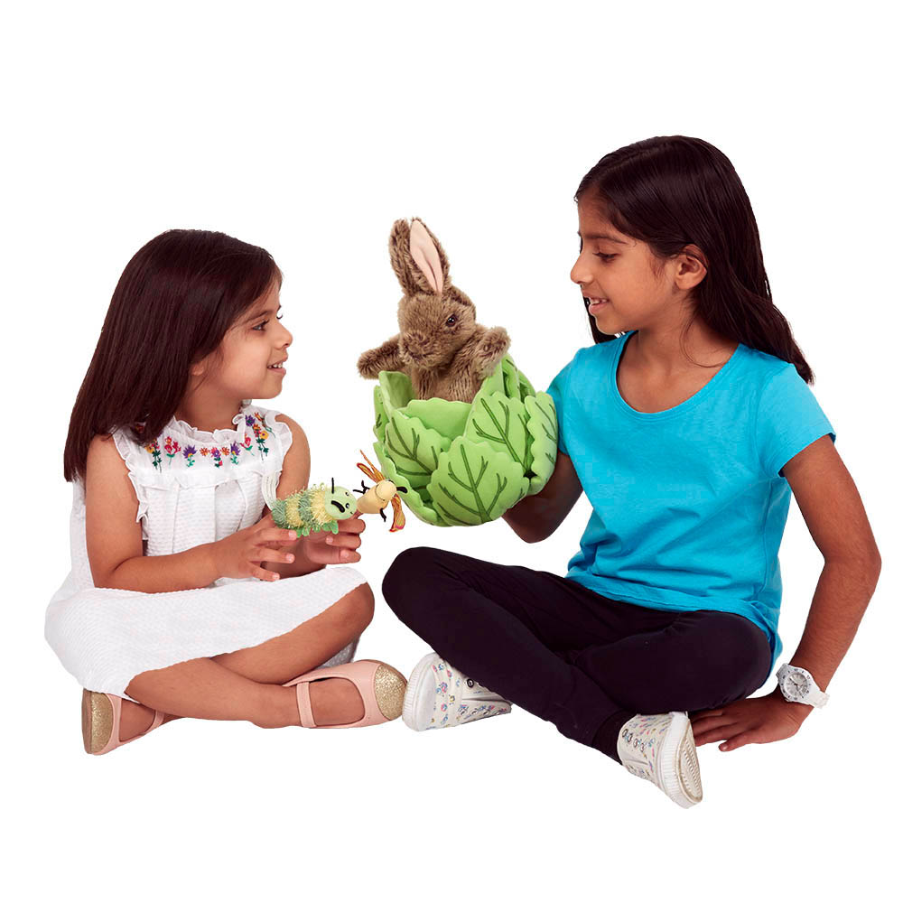 Rabbit and Minis in Lettuce - Hide-Aways Puppet Set - Image 3